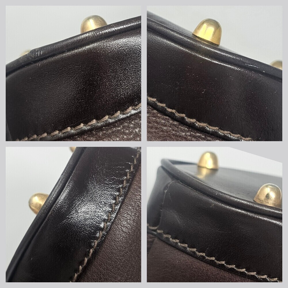 HCL Germany Vintage Leather Bucket Shoulder Bag Gold Chain Front Flap Brown - Picture 6 of 13